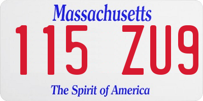 MA license plate 115ZU9