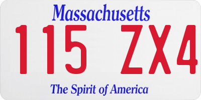MA license plate 115ZX4