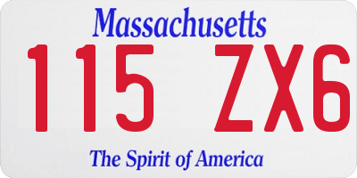 MA license plate 115ZX6