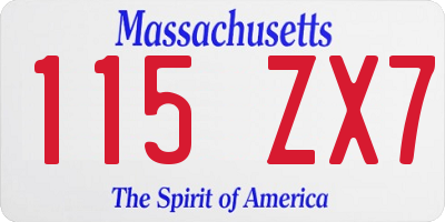 MA license plate 115ZX7