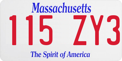 MA license plate 115ZY3