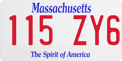 MA license plate 115ZY6
