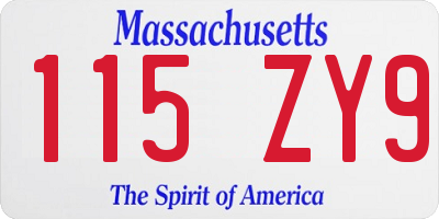 MA license plate 115ZY9