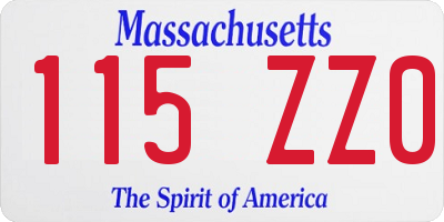 MA license plate 115ZZ0