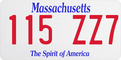MA license plate 115ZZ7