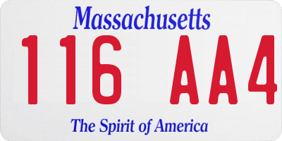 MA license plate 116AA4