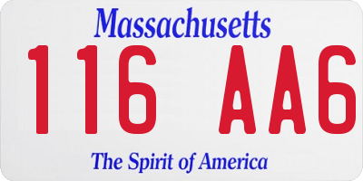 MA license plate 116AA6