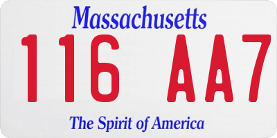 MA license plate 116AA7