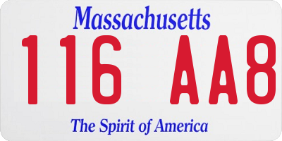 MA license plate 116AA8