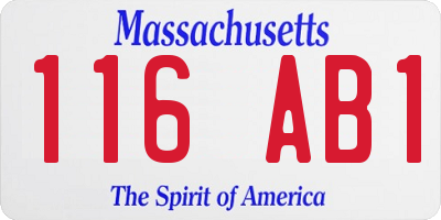 MA license plate 116AB1