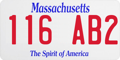 MA license plate 116AB2