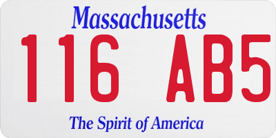 MA license plate 116AB5
