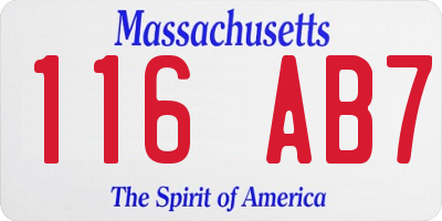 MA license plate 116AB7