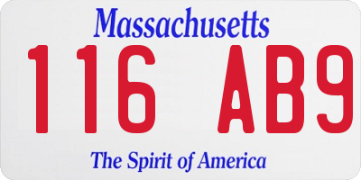MA license plate 116AB9