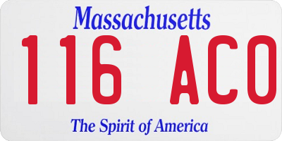 MA license plate 116AC0