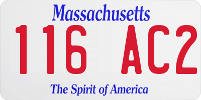 MA license plate 116AC2