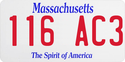 MA license plate 116AC3