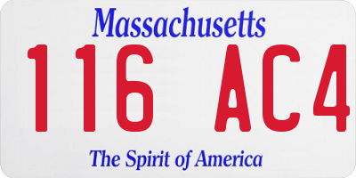 MA license plate 116AC4