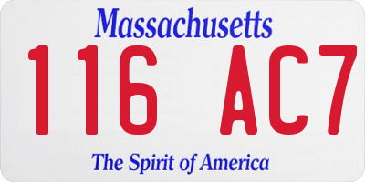 MA license plate 116AC7