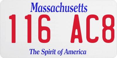 MA license plate 116AC8