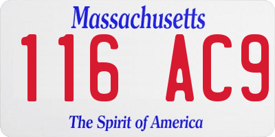 MA license plate 116AC9