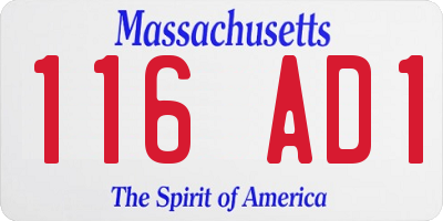 MA license plate 116AD1