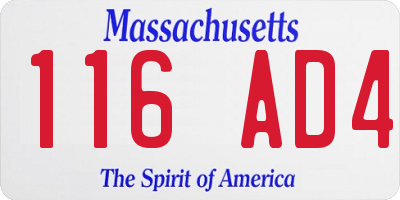 MA license plate 116AD4