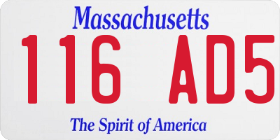 MA license plate 116AD5