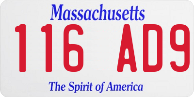 MA license plate 116AD9