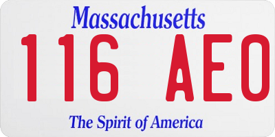 MA license plate 116AE0