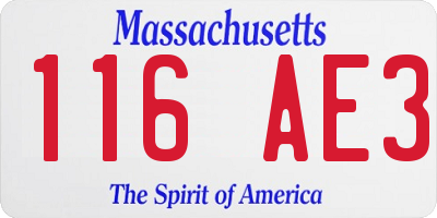 MA license plate 116AE3