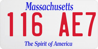 MA license plate 116AE7