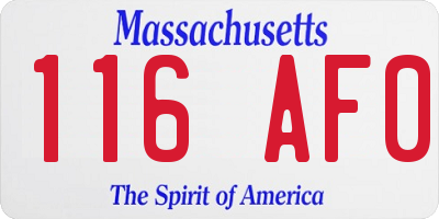 MA license plate 116AF0