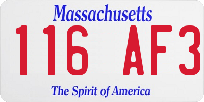 MA license plate 116AF3