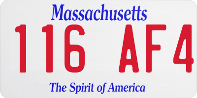 MA license plate 116AF4
