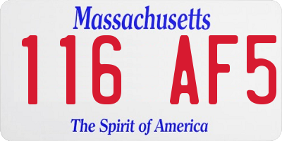 MA license plate 116AF5