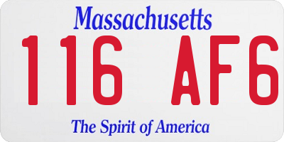 MA license plate 116AF6