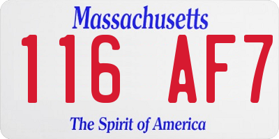 MA license plate 116AF7