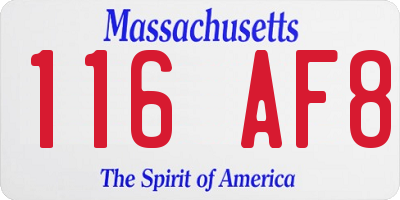 MA license plate 116AF8