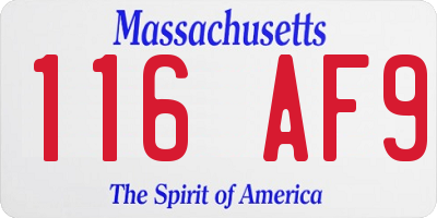 MA license plate 116AF9