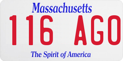 MA license plate 116AG0