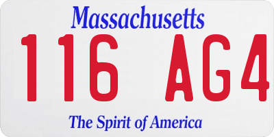 MA license plate 116AG4