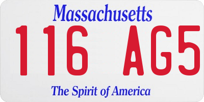 MA license plate 116AG5