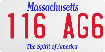 MA license plate 116AG6