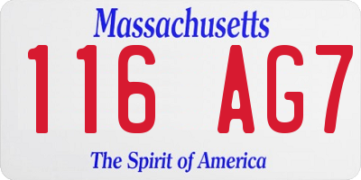 MA license plate 116AG7
