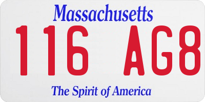 MA license plate 116AG8