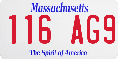 MA license plate 116AG9