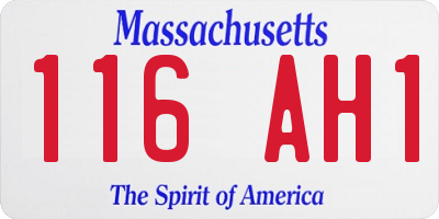 MA license plate 116AH1