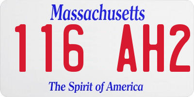 MA license plate 116AH2