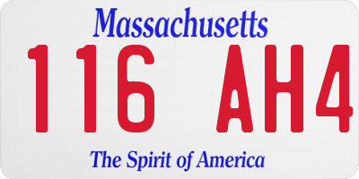MA license plate 116AH4